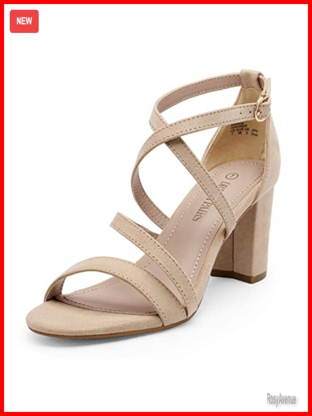 Women's Block Heel Sandals Crossover Ankle Strap 3" Heel Faux Suede